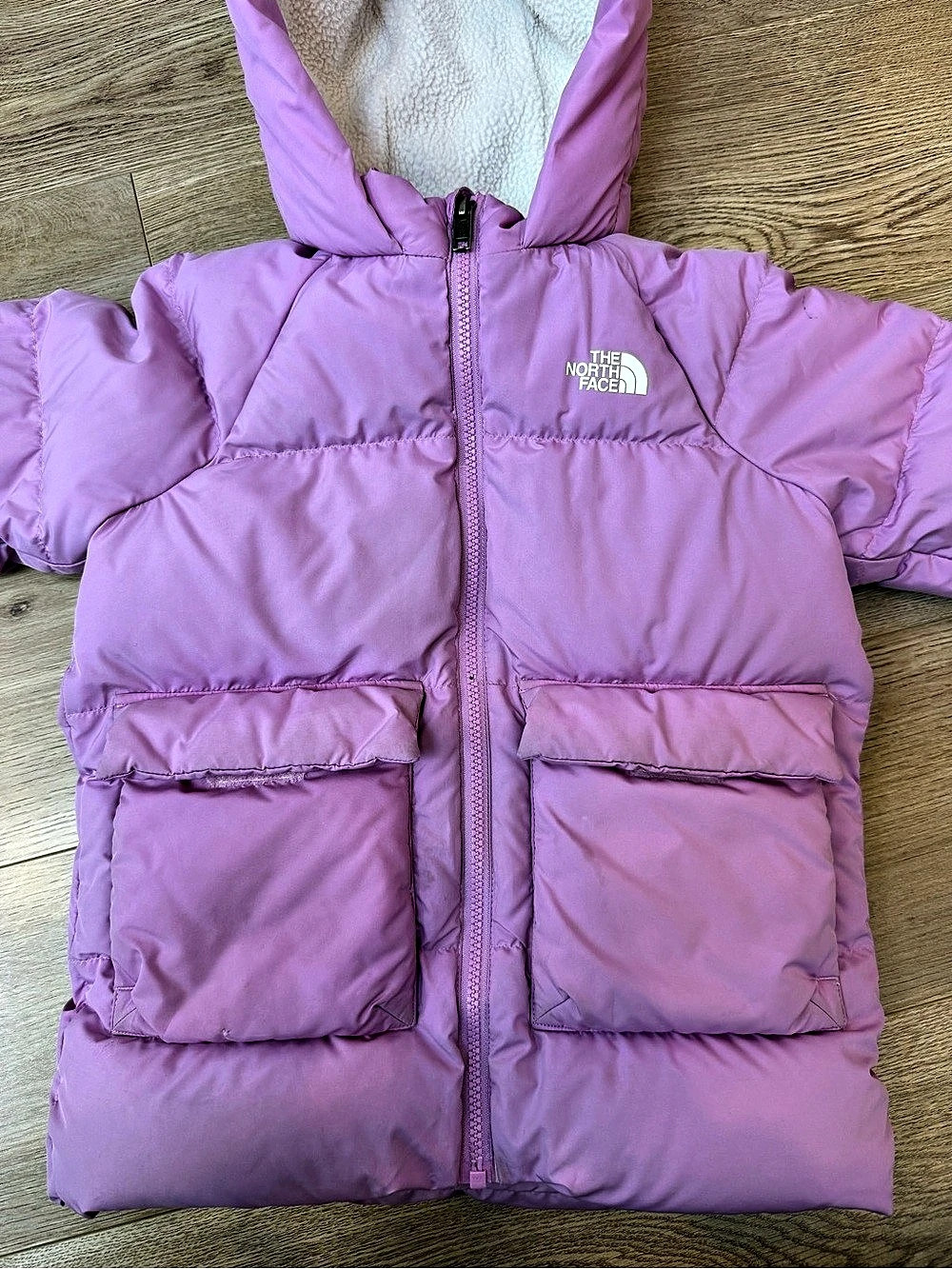 The North Face Kids Pink Hooded Puffer Jacket